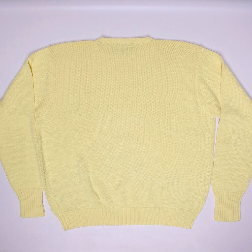 VTG 90s Polo Ralph Lauren Yellow Knit Crewneck Sweater Embroidered Pony Men XL - Picture 6 of 8